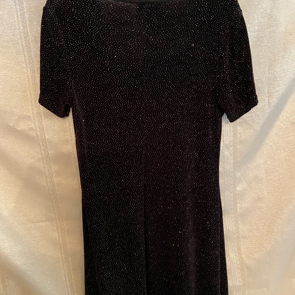 Black stretchy easy flowing knee length dress with sparkles